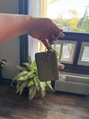 Small Olive Green Zip Key Wallet with Chain